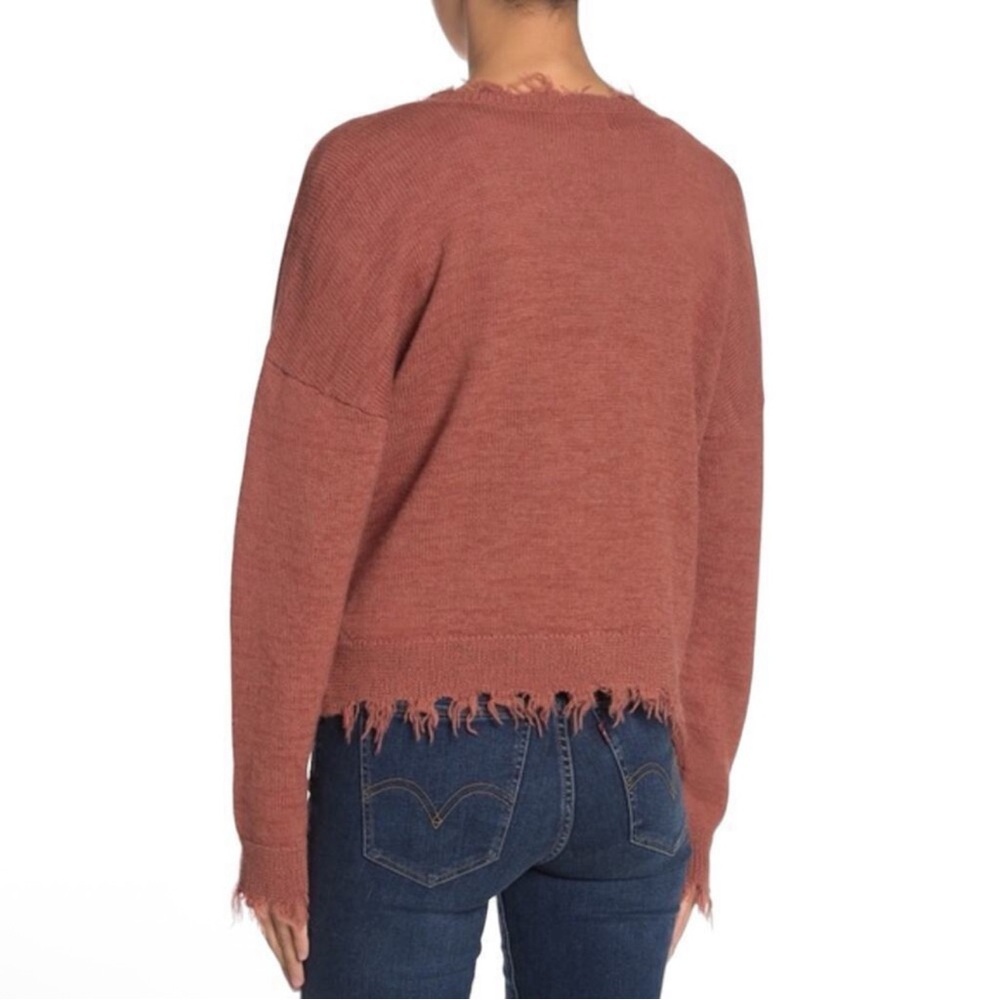 Nation LTD Baby Alpaca Knit Distressed Cardigan in Fig Size M - Picture 2 of 10